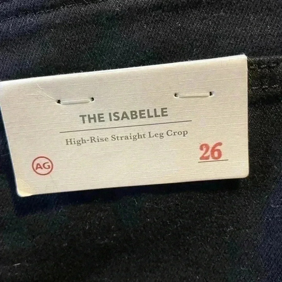 AG Adriano Goldschmied Jeans Isabelle Straight cropped studded trim black 26 - Picture 11 of 12